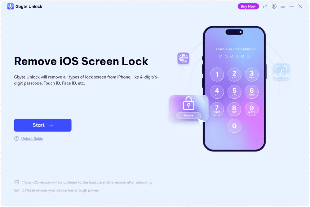 gbyte-unlock-interface
